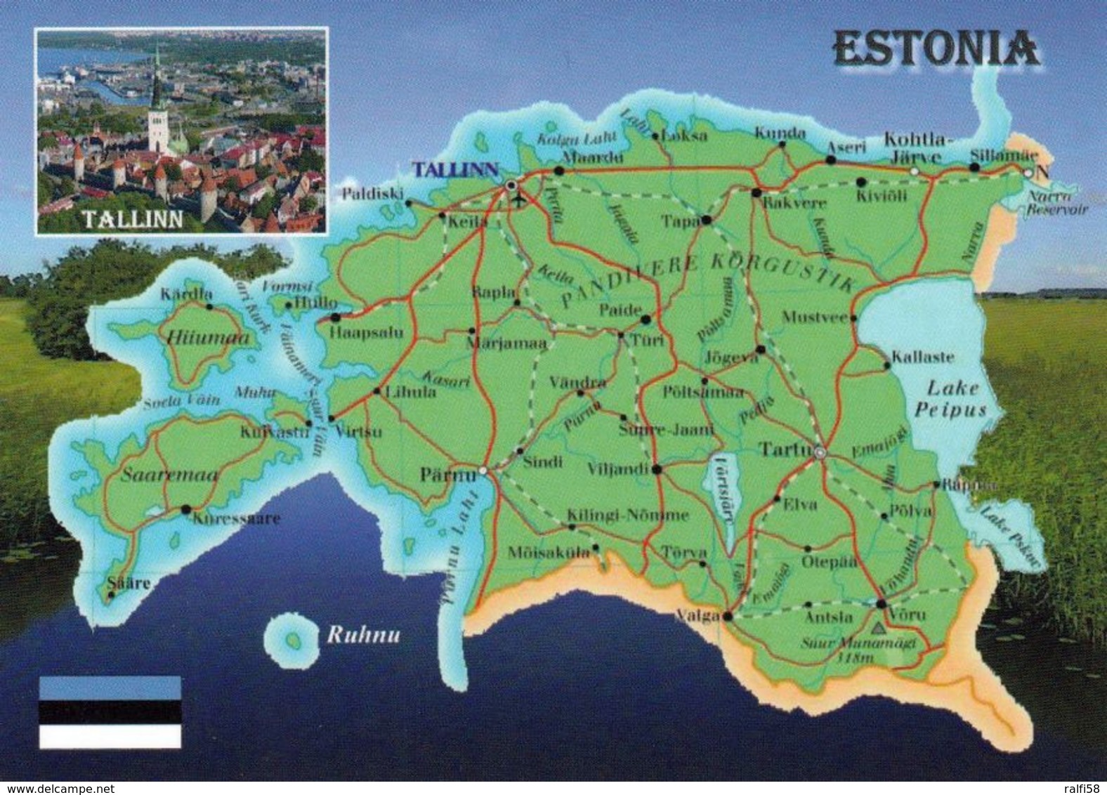 1 Map Of Estonia * 1 Ansichtskarte Mit Der Landkarte Von Estland - Im Kleinen Bild Die Hauptstadt Tallinn * - Landkarten