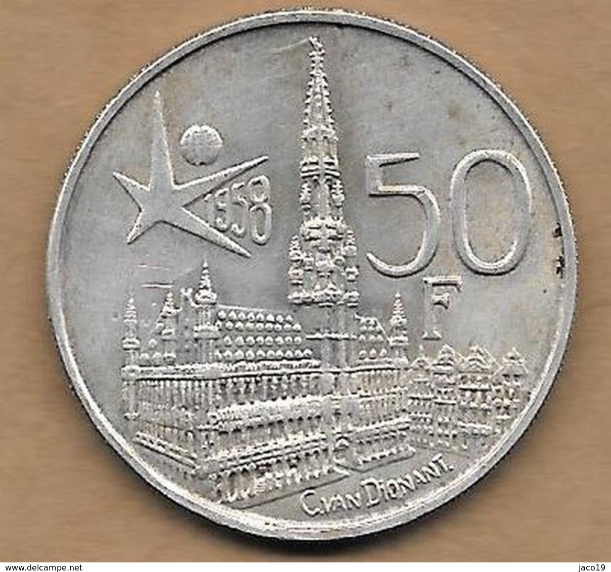 50 Francs Argent Exposition Universelle Baudouin I 1958 FR - 50 Francs