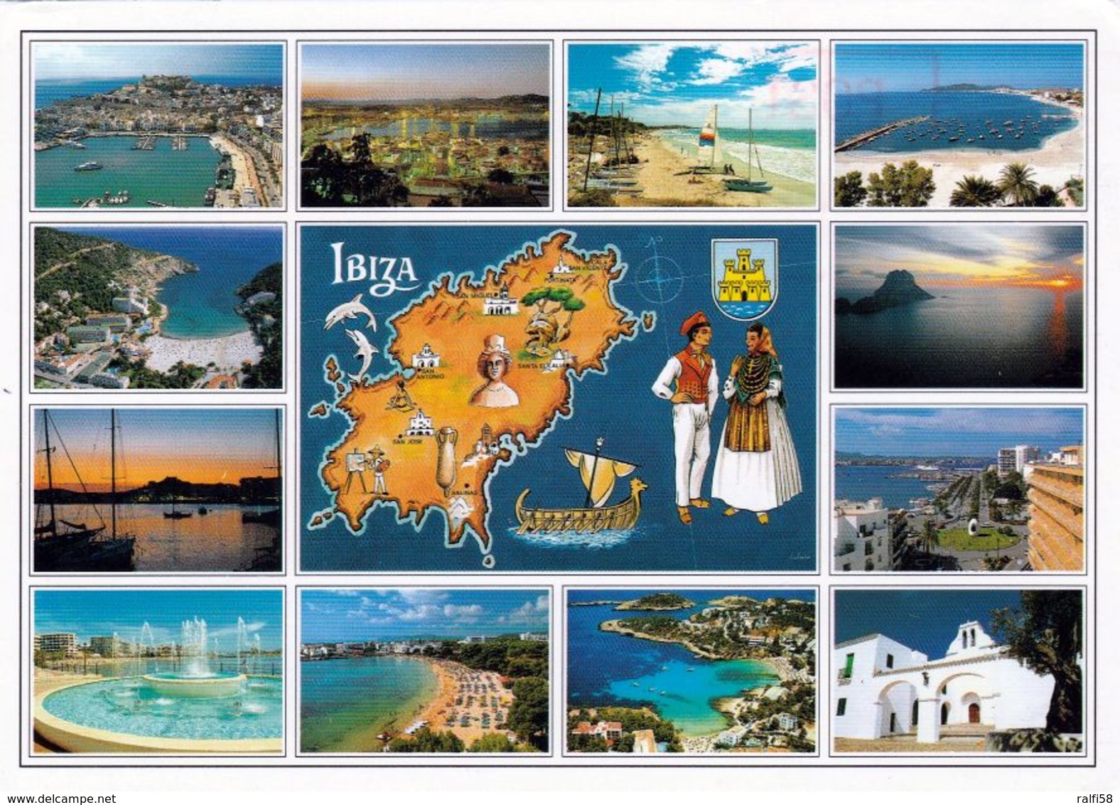 1 MAP Of Spain Island Ibiza * 1 Ansichtskarte Mit Der Landkarte Der Insel Ibiza Und Sehenswürdigkeiten * - Maps