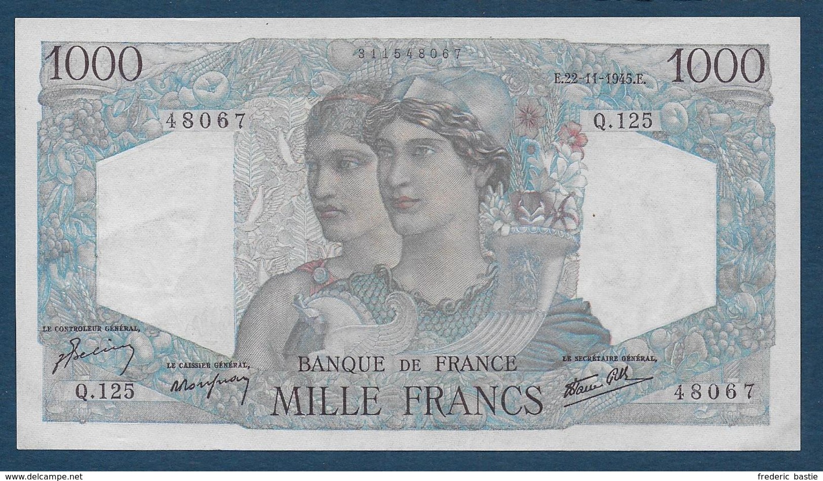 BILLET De  1000 F  Minerve Et Hercule  Du  22 - 11 - 1945 - 1 000 F 1945-1950 ''Minerve Et Hercule''