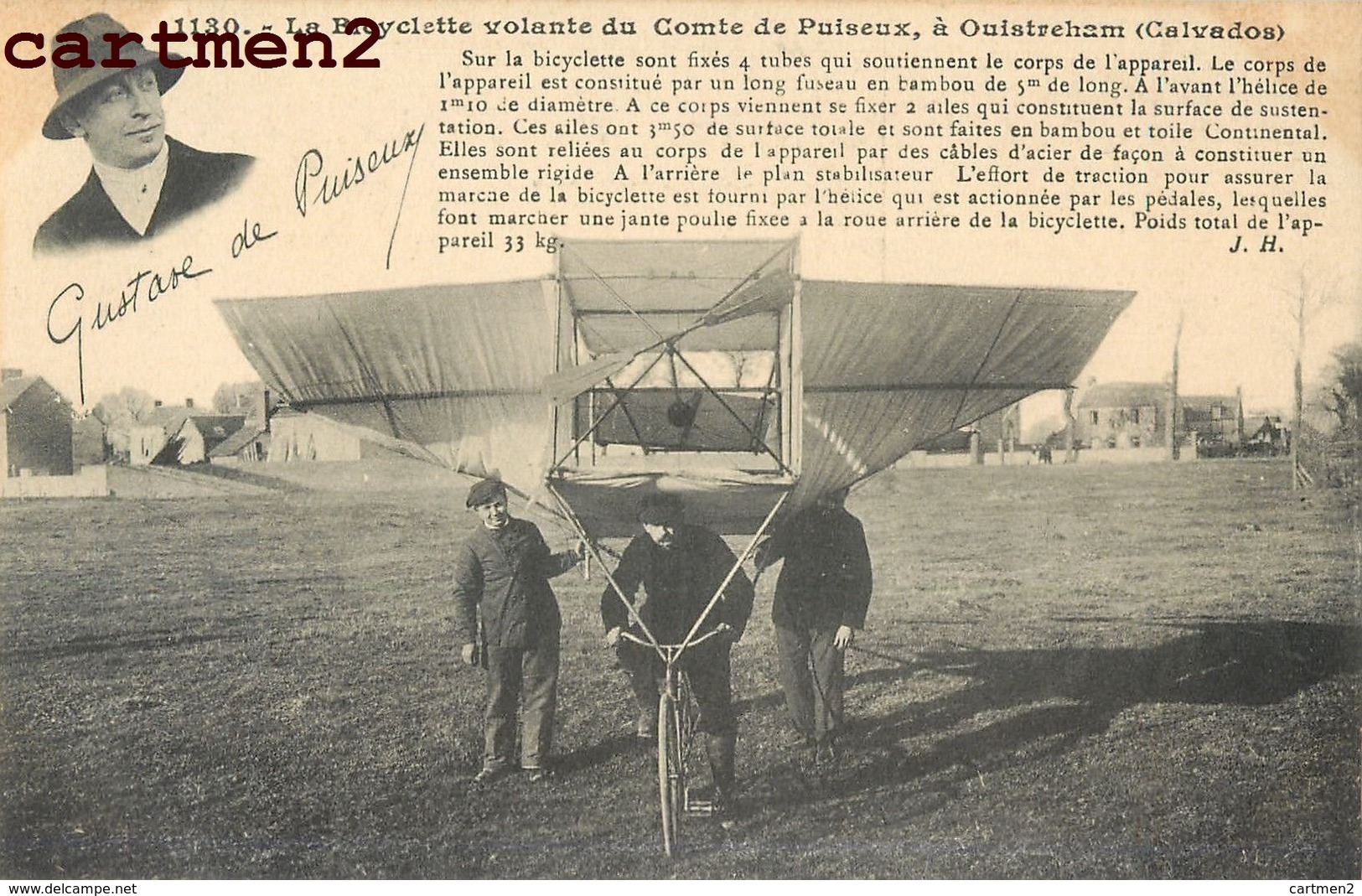 OUISTREHAM LA BICYCLETTE VOLANTE DU COMTE DE PUISEUX AVIATION AVIATEUR AVION 14 - Ouistreham