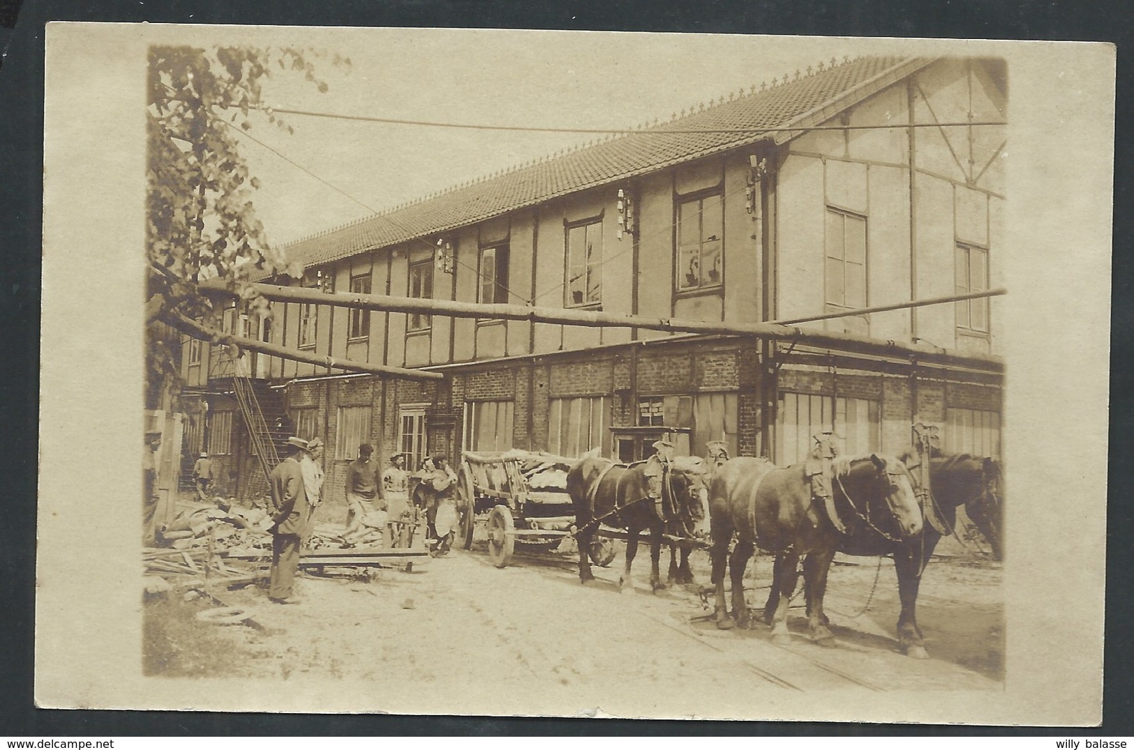 +++ CPA - Photo Carte - Foto Kaart - TUBIZE - Soierie - Usine - Attelage Chevaux   // - Tubize