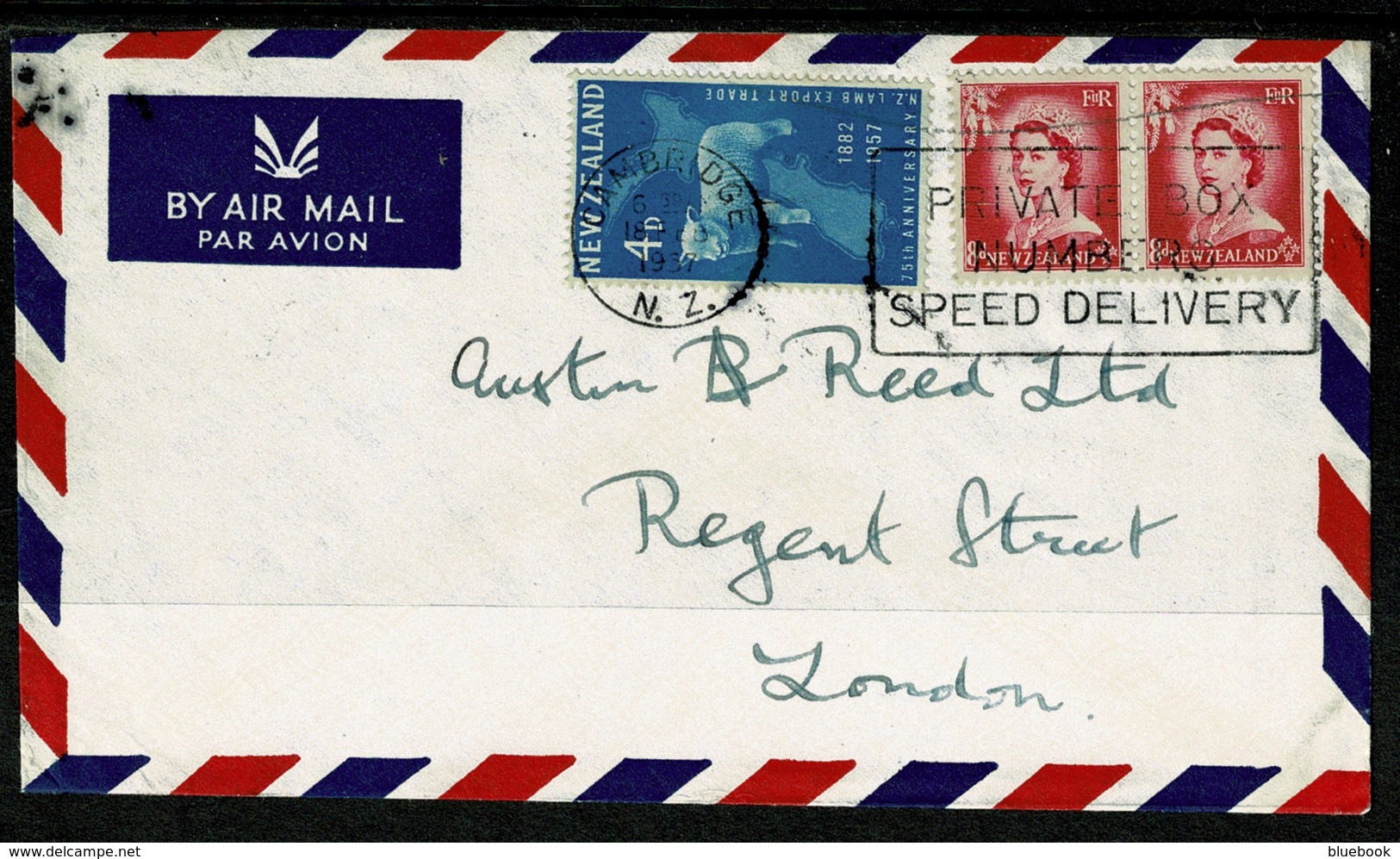 Ref 1240 - 1957 Airmail Cover 1/8 Rate? Cambridge New Zealand To London - Covers & Documents