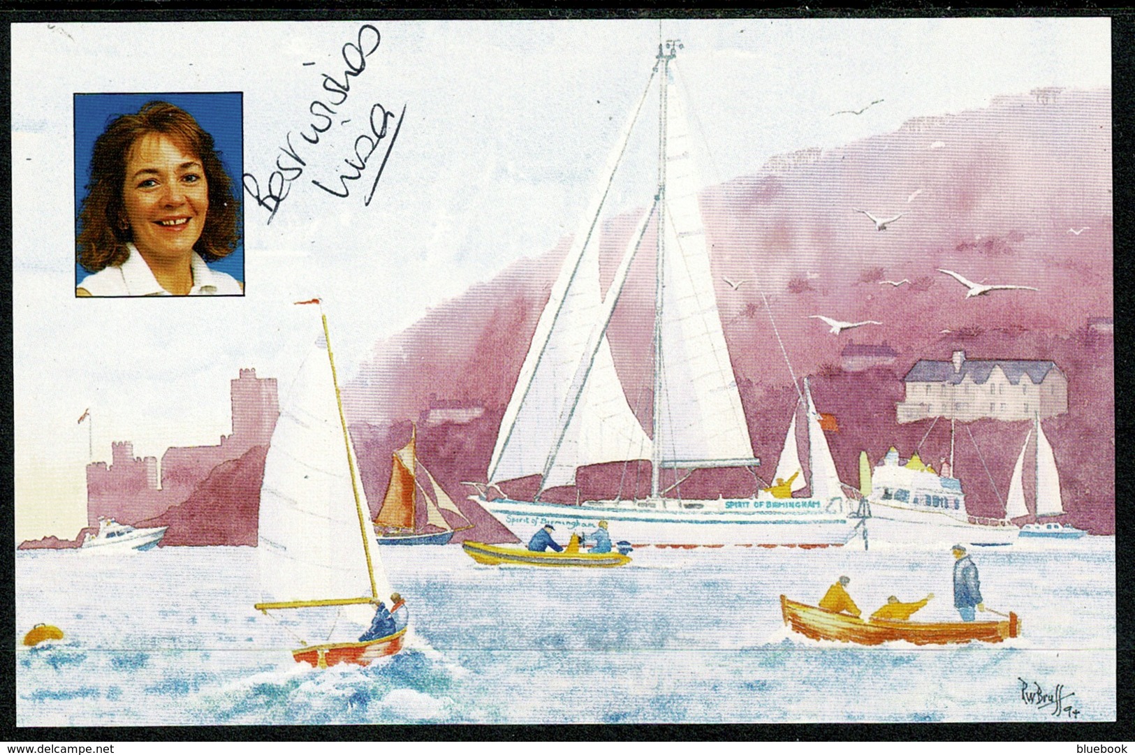 Ref 1240 - 1994 Autograph Postcard - Lisa Clayton & Yacht Spirit Of Birmingham - Sailing - Sailing