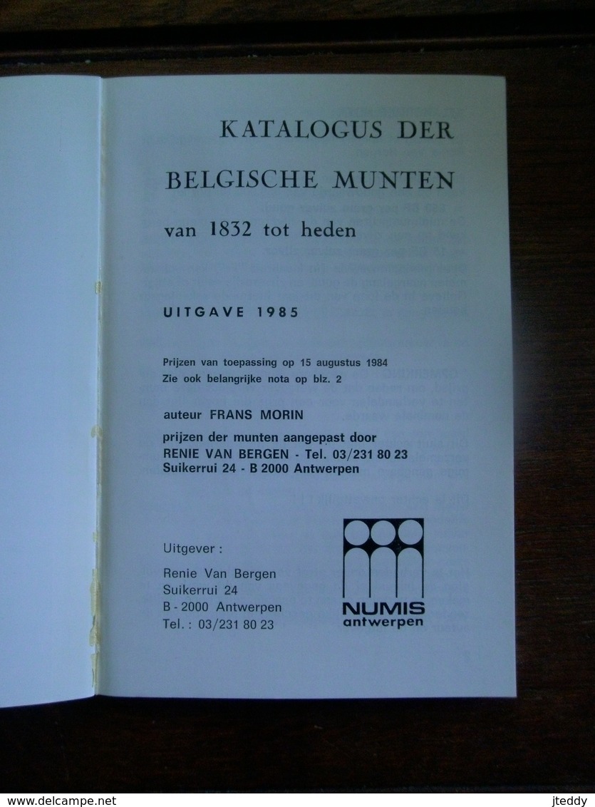 Katalogus Der Belgische Munten  Van 1832 Tot Heden   Uitgave 1985 - Autres & Non Classés