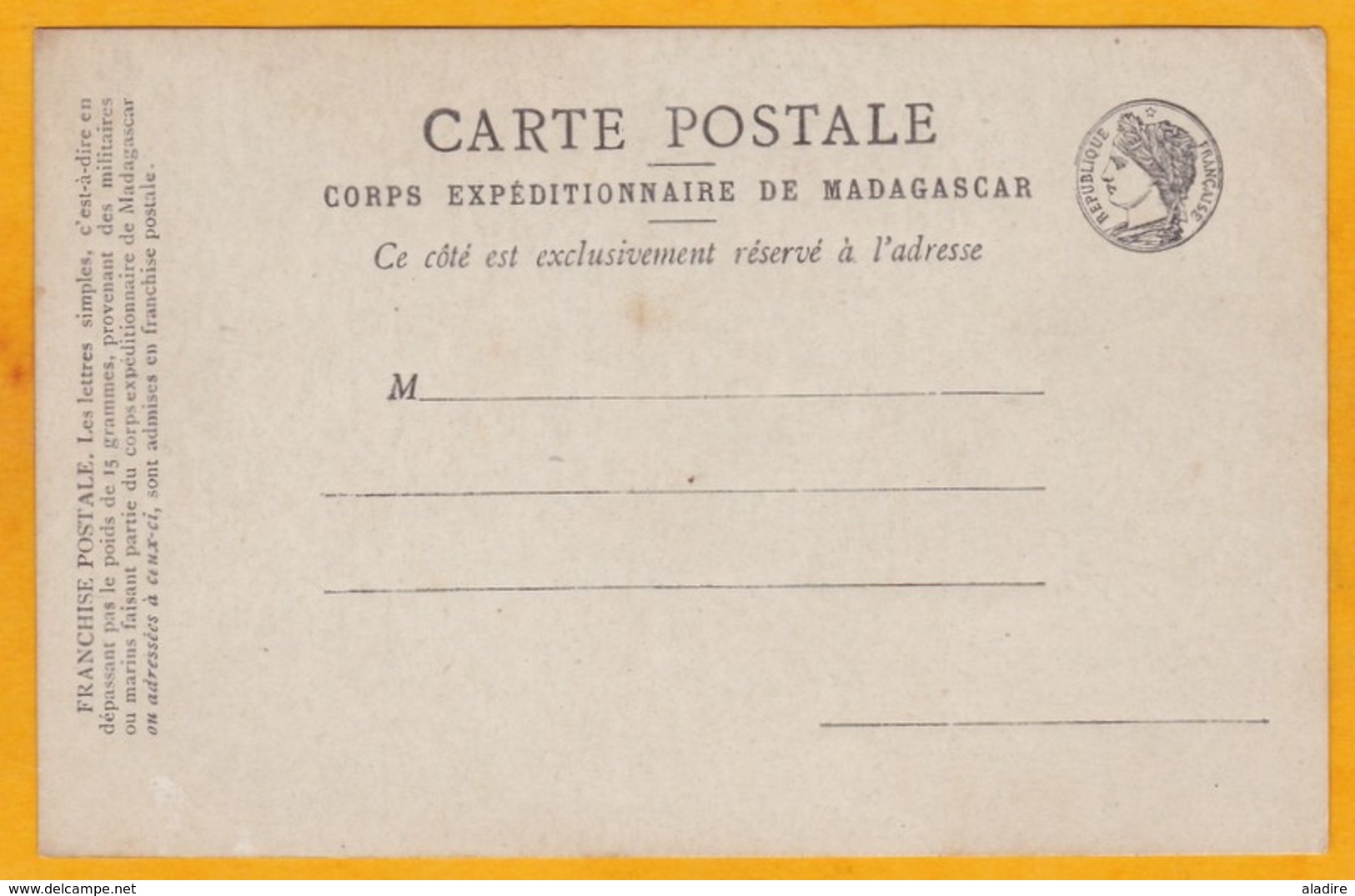 Corps Expéditionnaire De Madagascar - Carte Postale En Franchise Militaire - Non Utilisée - Lettres & Documents