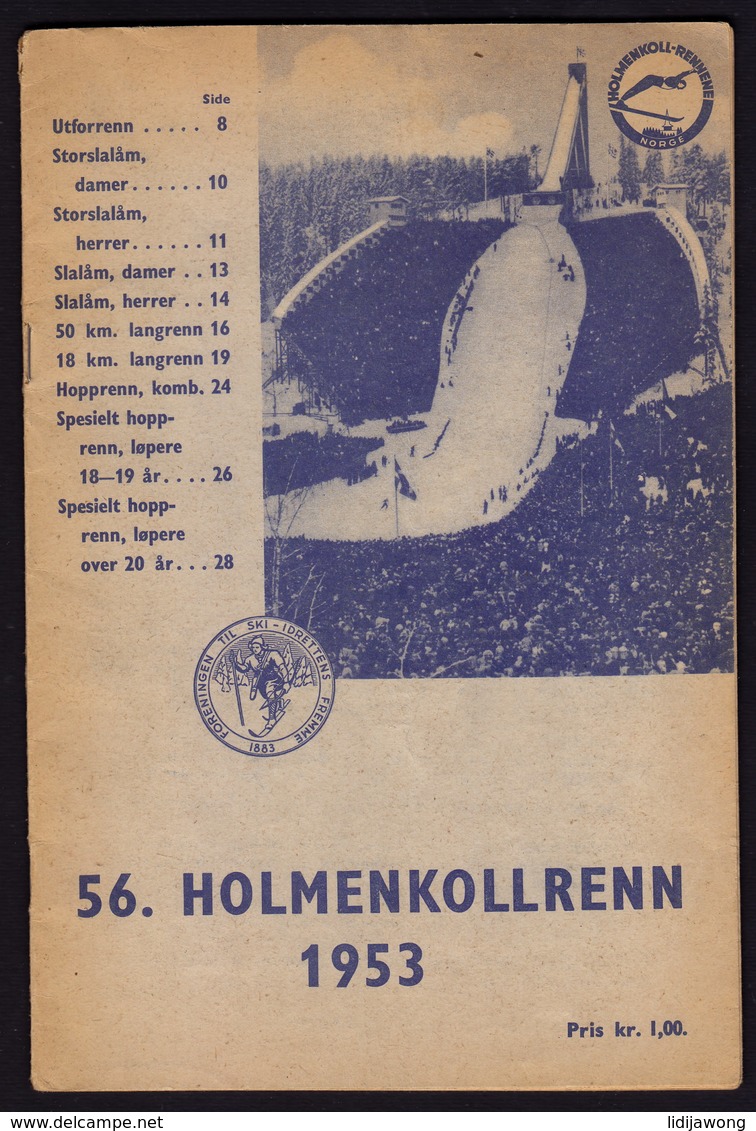 (6 Scans) NORWAY NORGE - HOLMENKOLLRENN - Ski Festival - Publicité Pubblicità BROCHURE 1953 (see Sales Conditions) - Wintersport