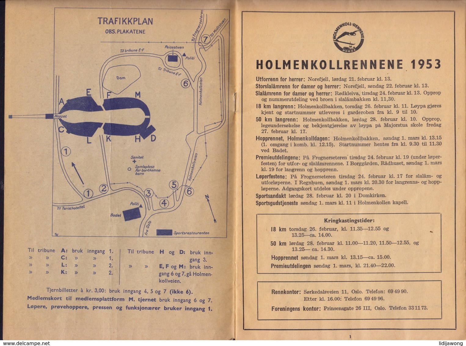 (6 Scans) NORWAY NORGE - HOLMENKOLLRENN - Ski Festival - Publicité Pubblicità BROCHURE 1953 (see Sales Conditions) - Wintersport