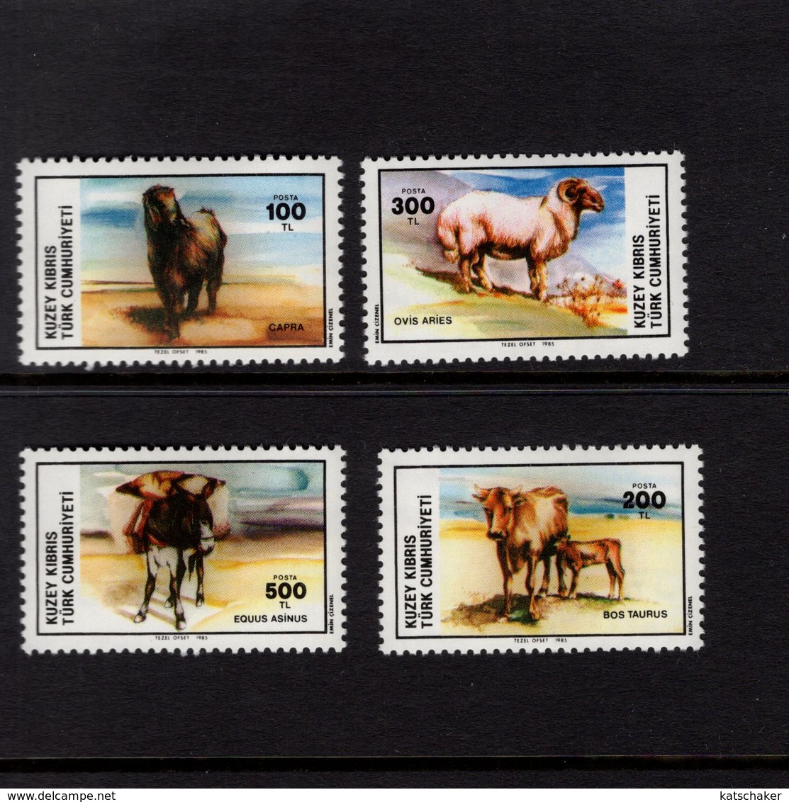 671396527 TURKISH CYPRUS 1985 POSTFRIS MINT NEVER HINGED POSTFRISCH EINWANDFREI SCOTT 162 165 DOMESTIC ANIMALS - Neufs