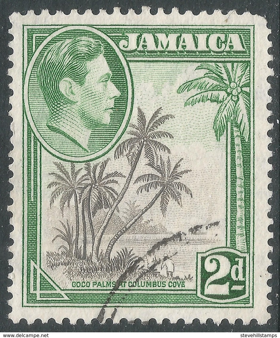 Jamaica. 1938-52 KGVI. 2d Used. P 13 X 13½ SG 124c - Jamaica (...-1961)