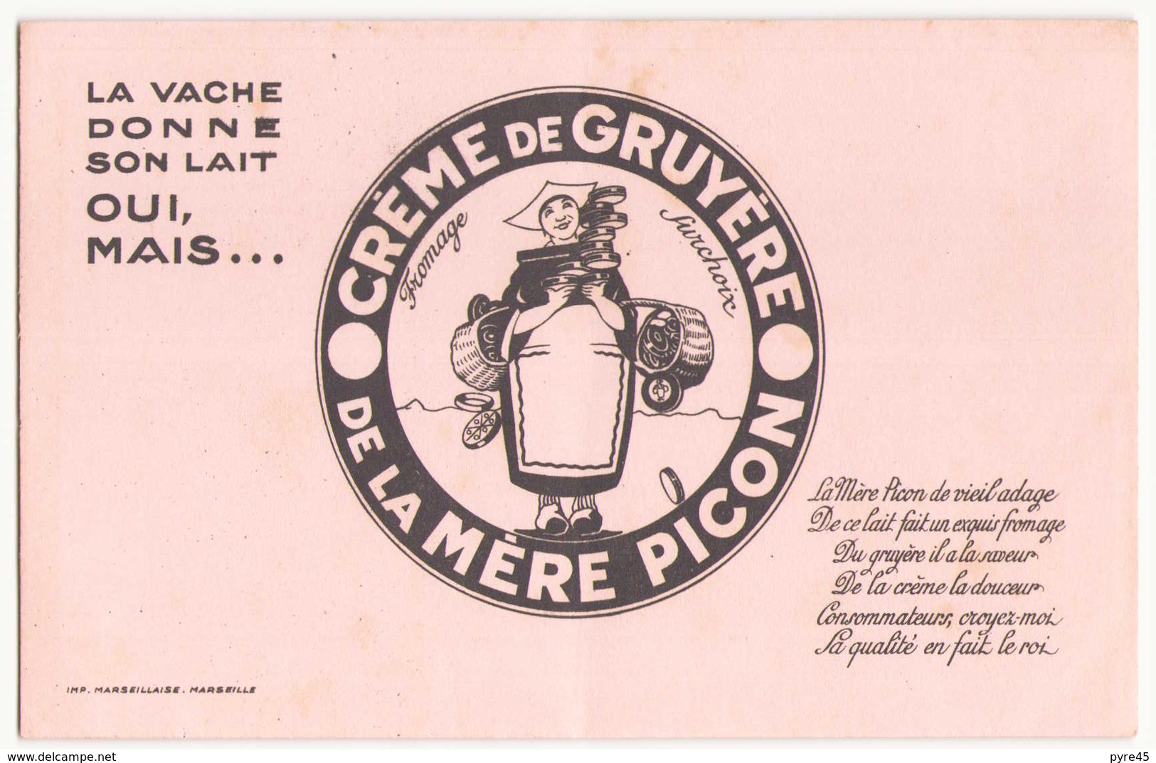 Buvard ( 22 X 13.5 Cm ) " Crème De Gruyère De La Mère Picon " ( Tache ) - Produits Laitiers