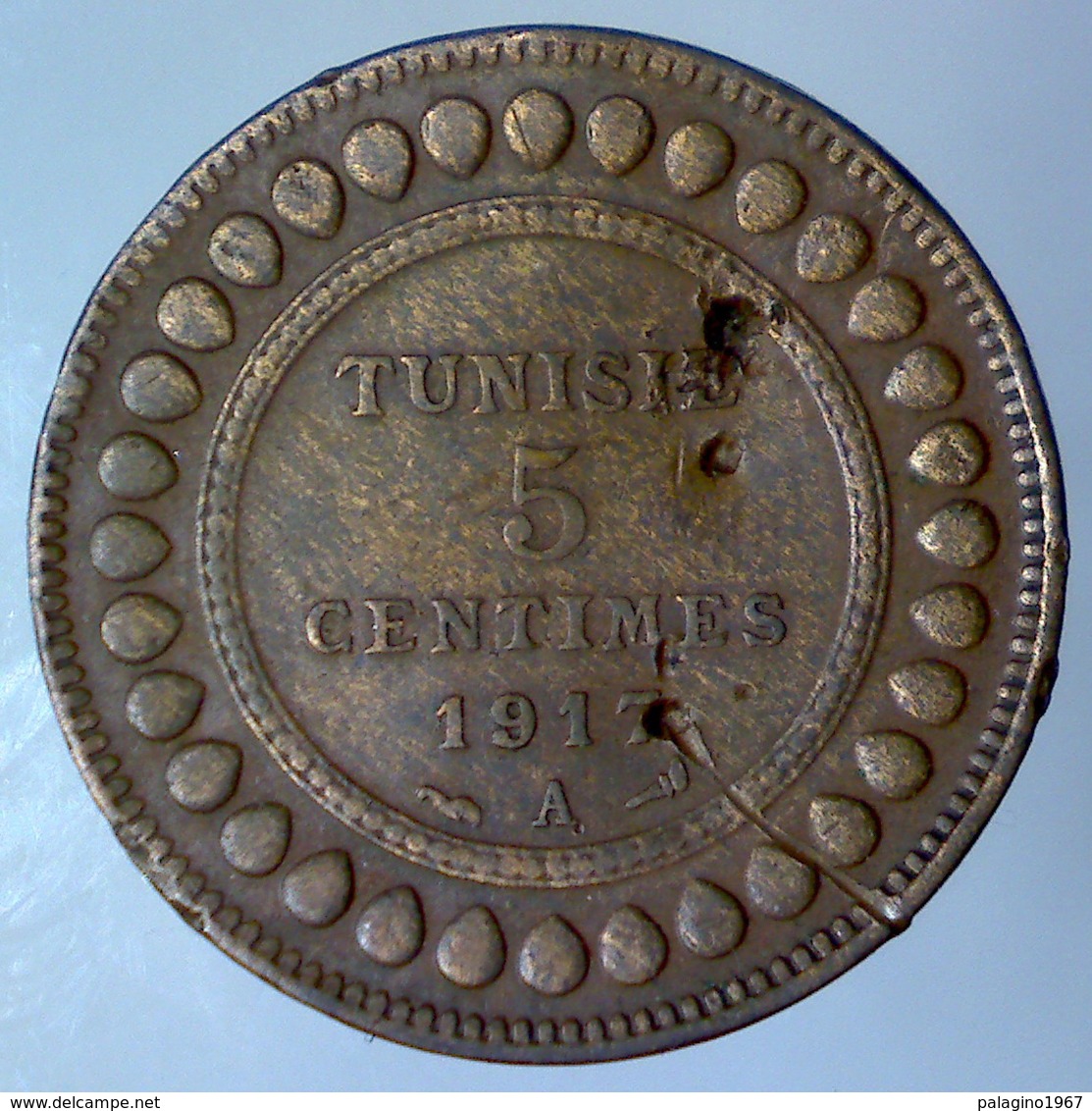 PROTETTORATO FRANCESE DI TUNISIA 5 Centesimi 1° Tipo 1917 A     MB QBB - Tunesië