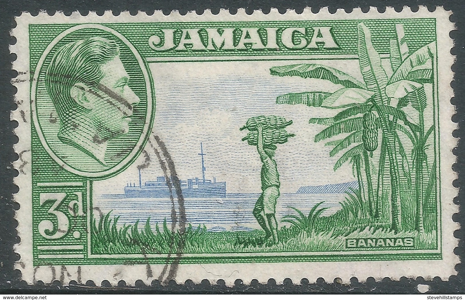 Jamaica. 1938-52 KGVI. 3d Blue And Green Used. SG 126 - Jamaica (...-1961)