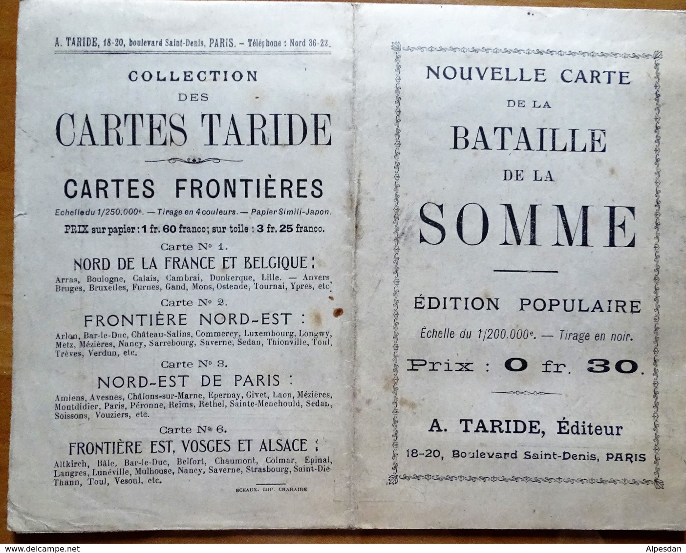 Carte De La Bataille De La Somme - A.Taride - Autres & Non Classés