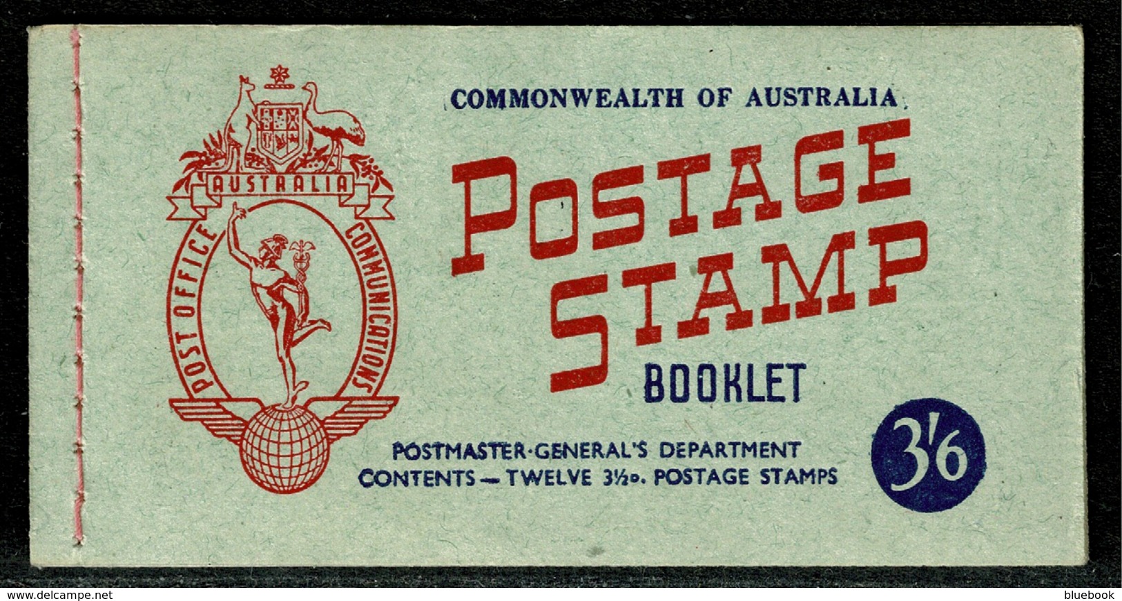 Ref 1242 - 1953 Australia 3/6 Stamp Booklet SG 32a (Stamps SG 262a) - Waxed Interleaving - Booklets