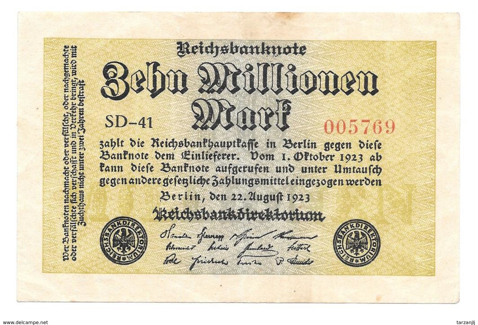 Billet De Zehn Millionen Mark 1923 - 10 Millionen Mark