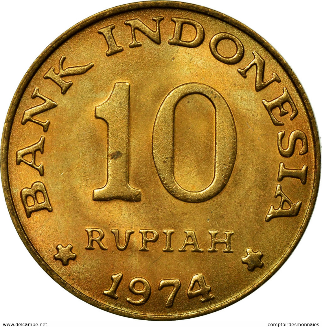 Monnaie, Indonésie, 10 Rupiah, 1974, SUP, Brass Clad Steel, KM:38 - Indonésie