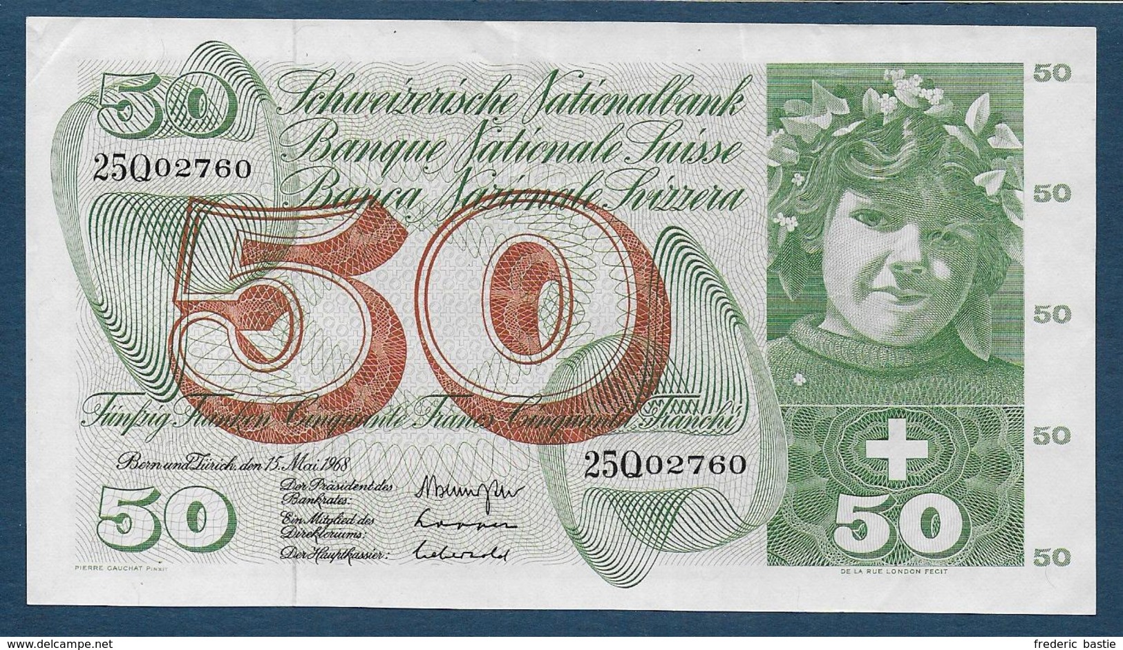 Suisse - BILLET De  50 F    Du  15 - Mai - 1968 - Suisse