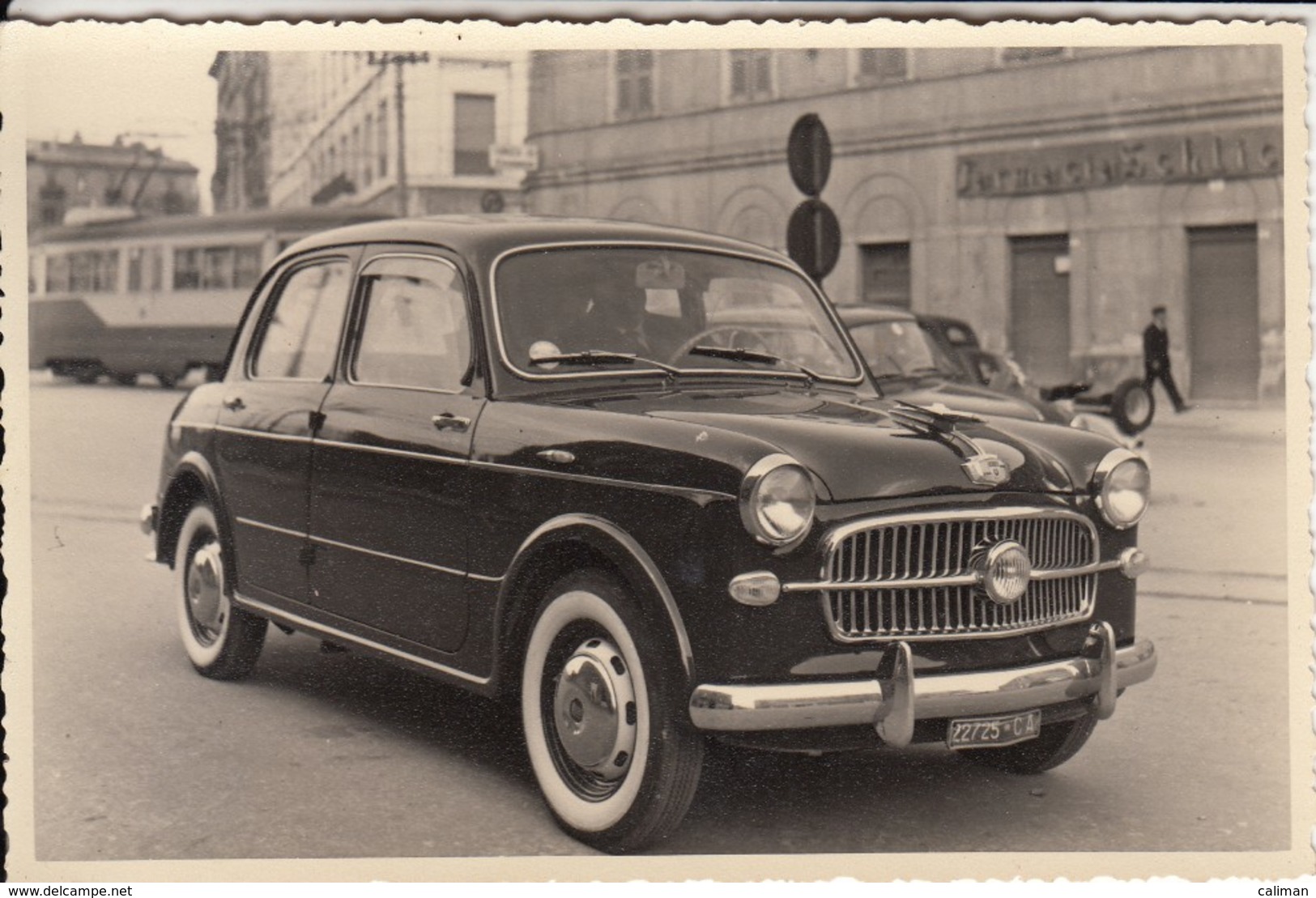 AUTO CAR VOITURE FIAT 1100 TARGA CAGLIARI - FOTOCARTOLINA ORIGINALE 1958 - Cars