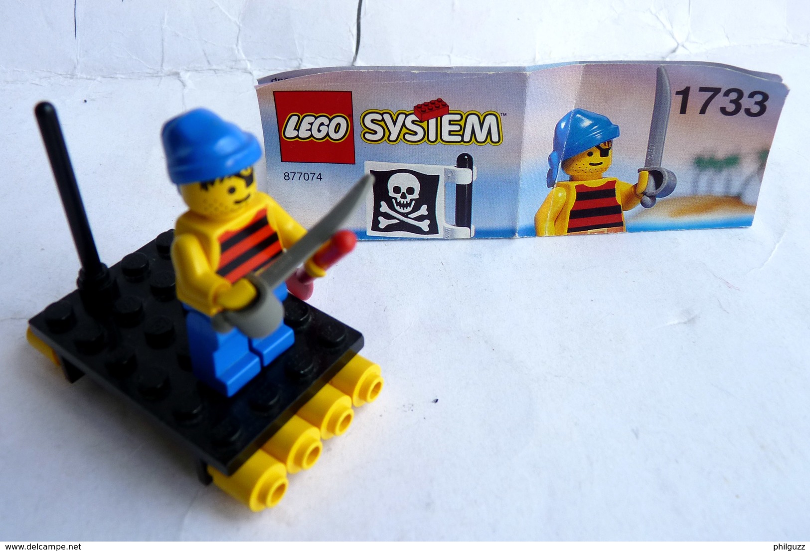 FIGURINE LEGO 1733 RADEAU SHIPWRECKED PIRATE Avec Notice 1994 - MINI FIGURE Légo - Lego System