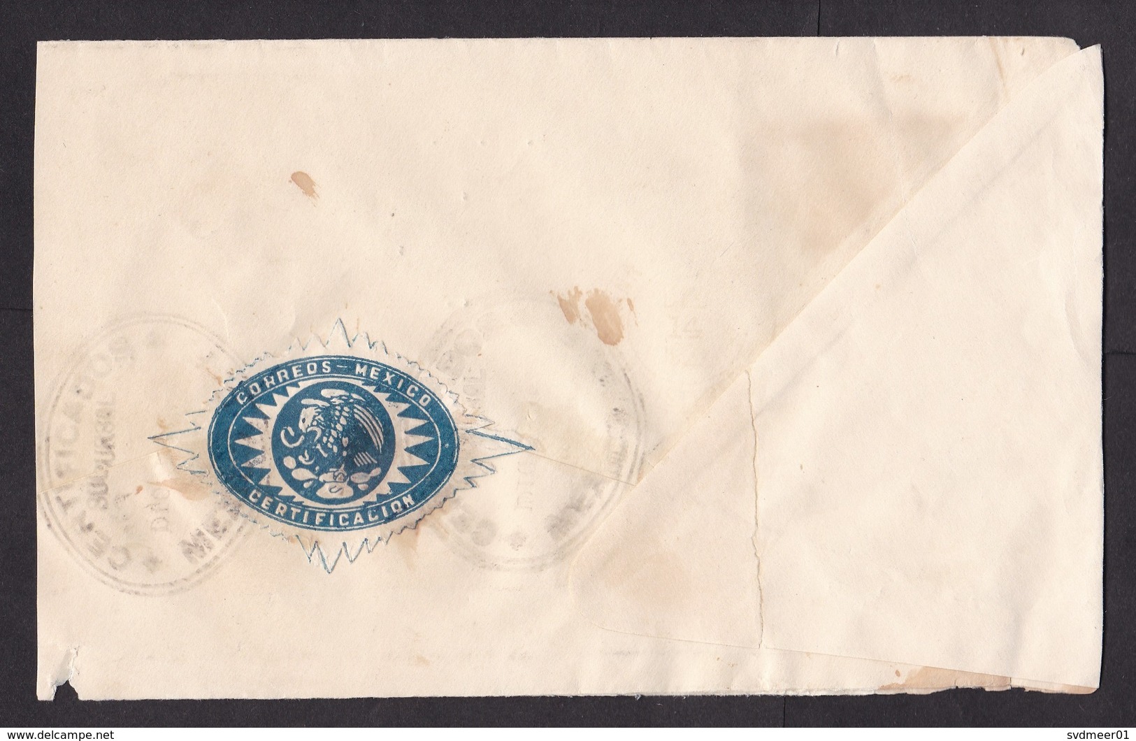 Mexico: Registered Cover To USA, 1929, 3 Stamps, Airplane, Statue, Official Label / Seal At Back (minor Damage) - Messico