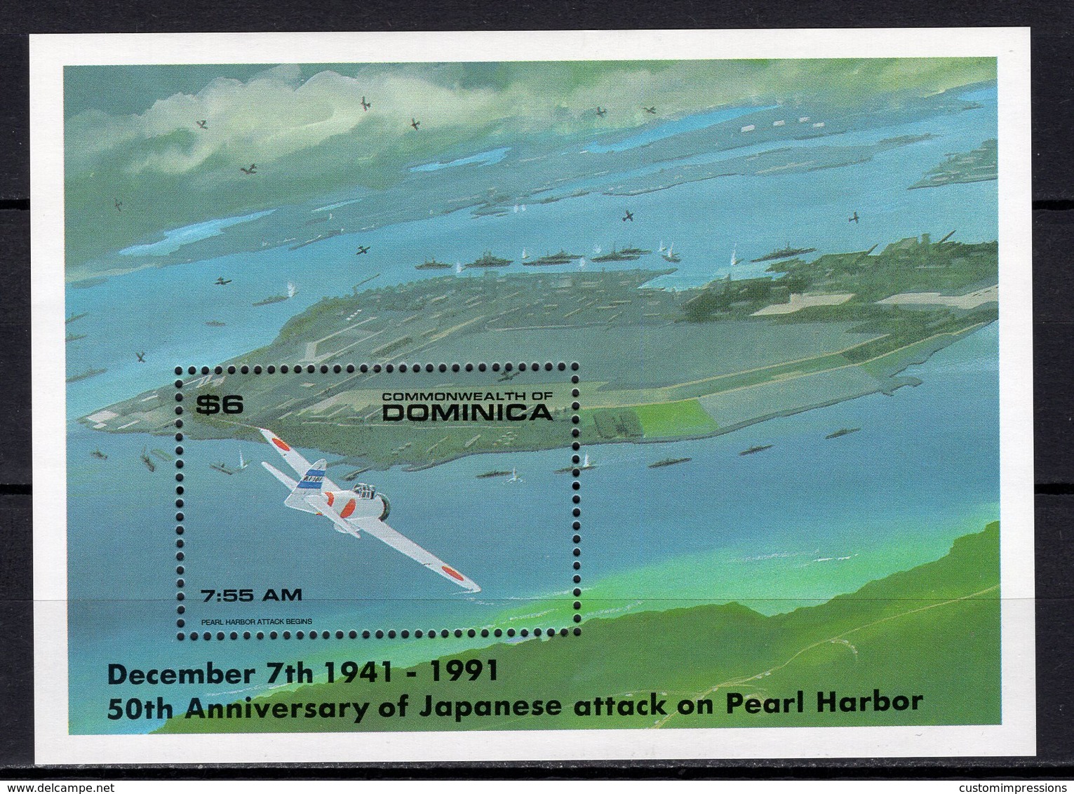 DOMINICA - 1991 The 50th Anniversary Of Japanese Attack On Pearl Harbor M500 - Dominica (1978-...)