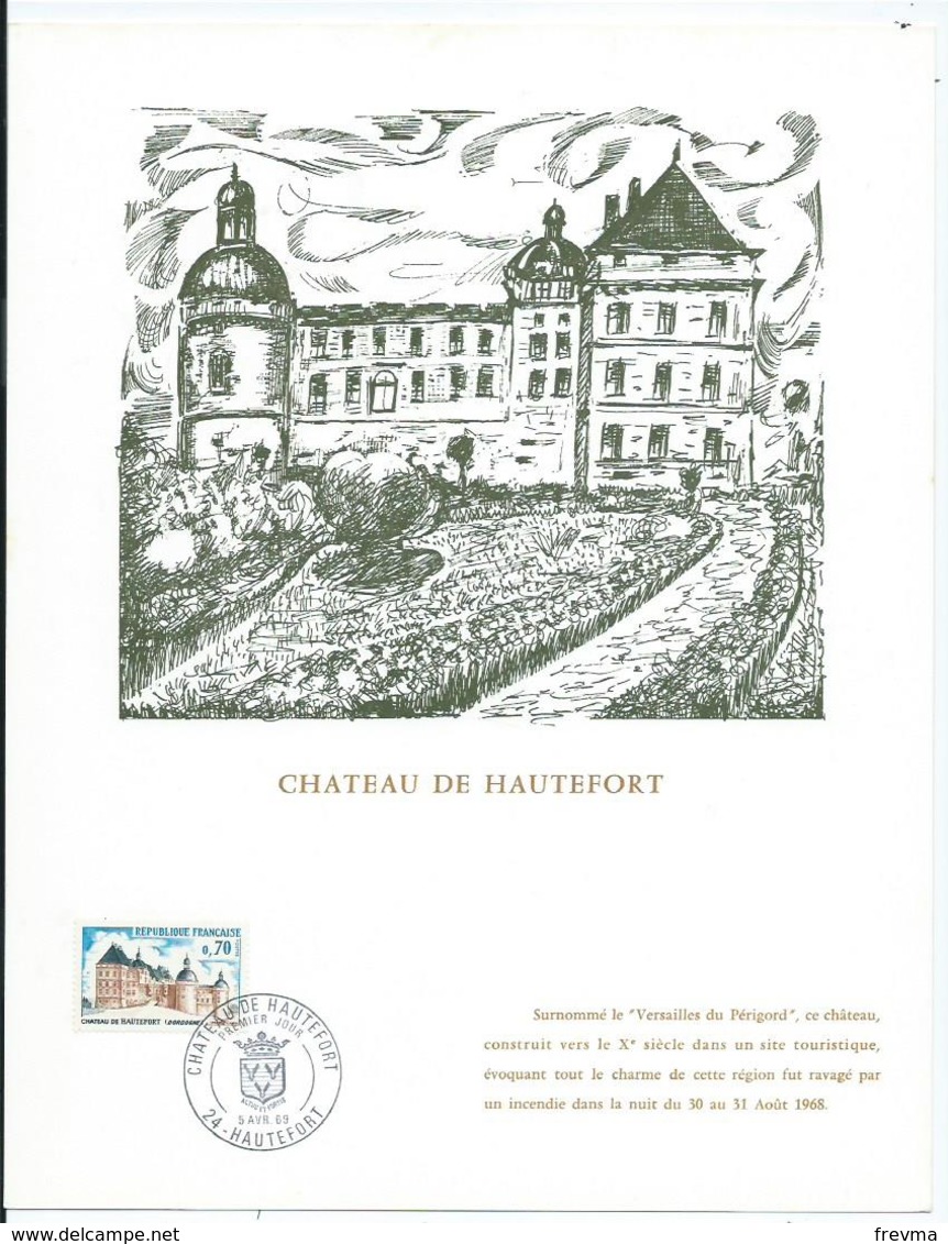 Feuillet Chateau De Hautefort - Documents Of Postal Services