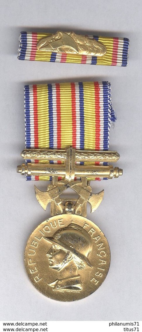 Médaille D'Honneur Des Pompiers Modèle Or - Poinçons 1* + Barette De Rappel - Firemen