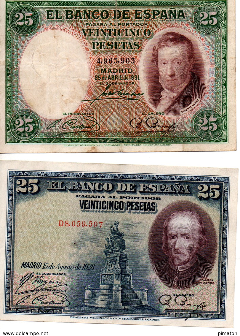 Billet Espagnol De 25 Pesetas ( 15 Aout 1928 ,et Avril 1931 ) - 1-2-5-25 Pesetas