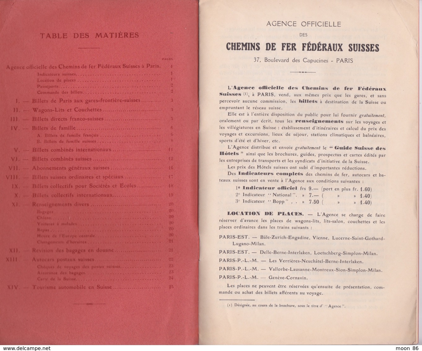 Guide 1934  - LES CHEMINS DE FER FÉDÉRAUX SUISSES - SUISSE - RENSEIGNEMENTS ET BILLET - Chemin De Fer & Tramway