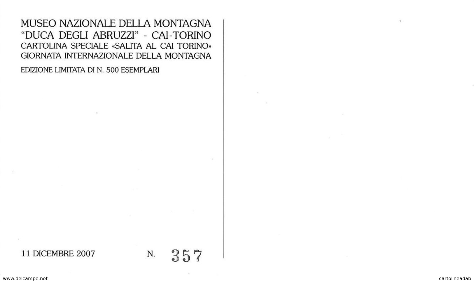 [MD2361] CPM - TORINO - CAI - MUSEO NAZIONALE DELLA MONTAGNA - EDIZIONE LIMITATA 500 ESEMPLARI NUMERATA - Non Viaggiata - Musei