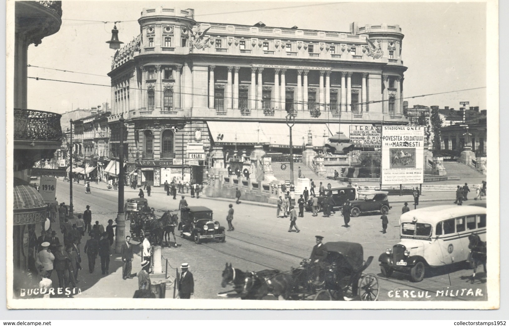 74226- BUCHAREST- MILITARY CIRCLE, BUSS, CAR, HORSE CARRIAGE - Romania