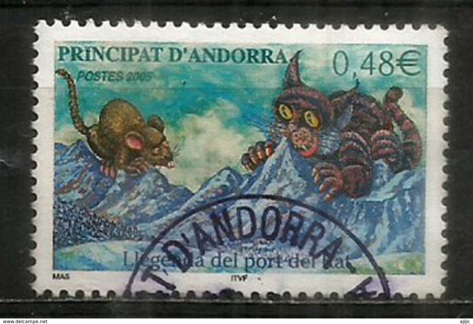 Rat Dans La Vallée Montagnarde, Légende Andorrane, Un Timbre Oblitéré, 1 ère Qualité - Used Stamps