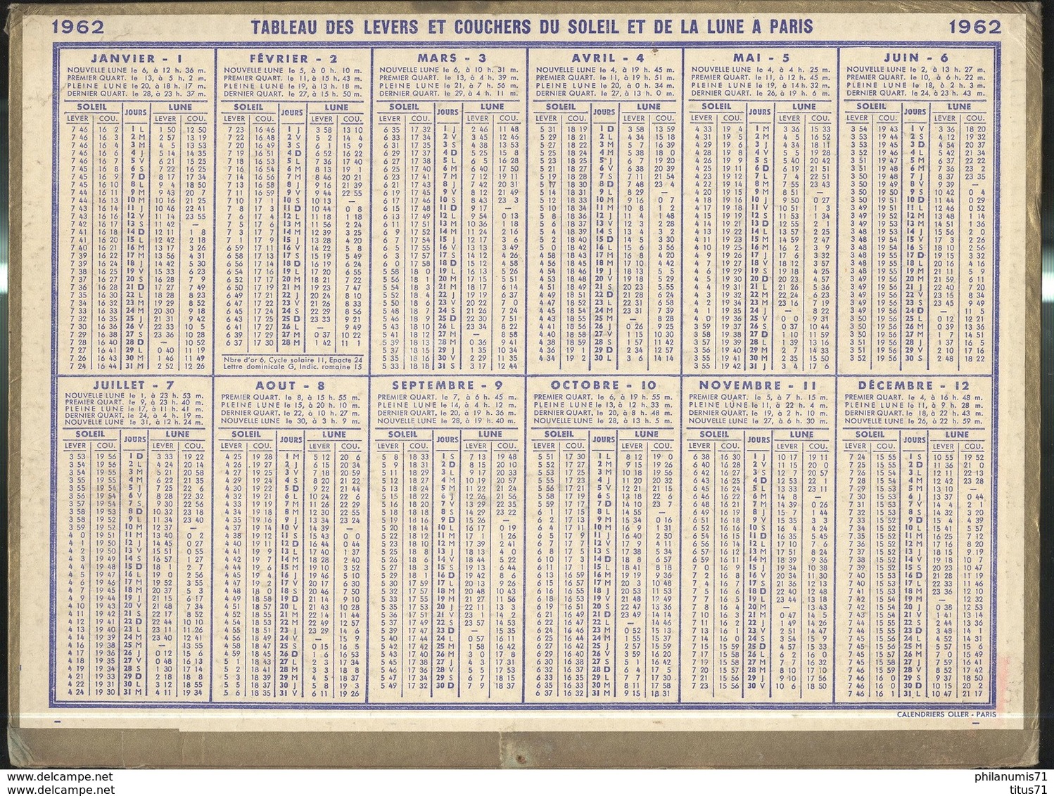 Calendrier 1962 Almanach Des P.T.T - Marché Aux Bestiaux - Grand Format : 1961-70