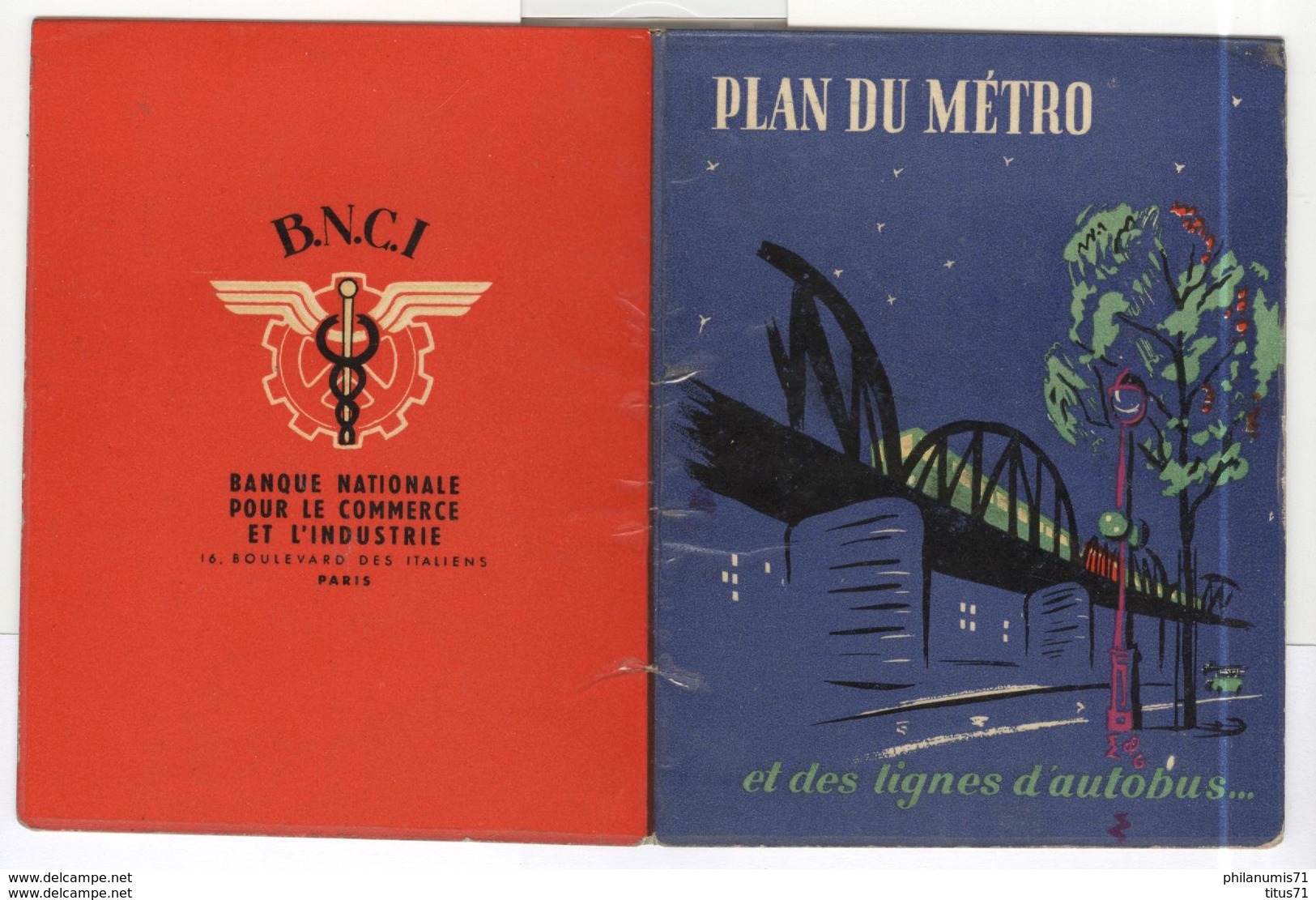 Dépliant Plan Du Métro Et Des Lignes D'Autobus - Paris - BNCI Banque Nationale Commerce Industrie - Circa 1960 - Europe