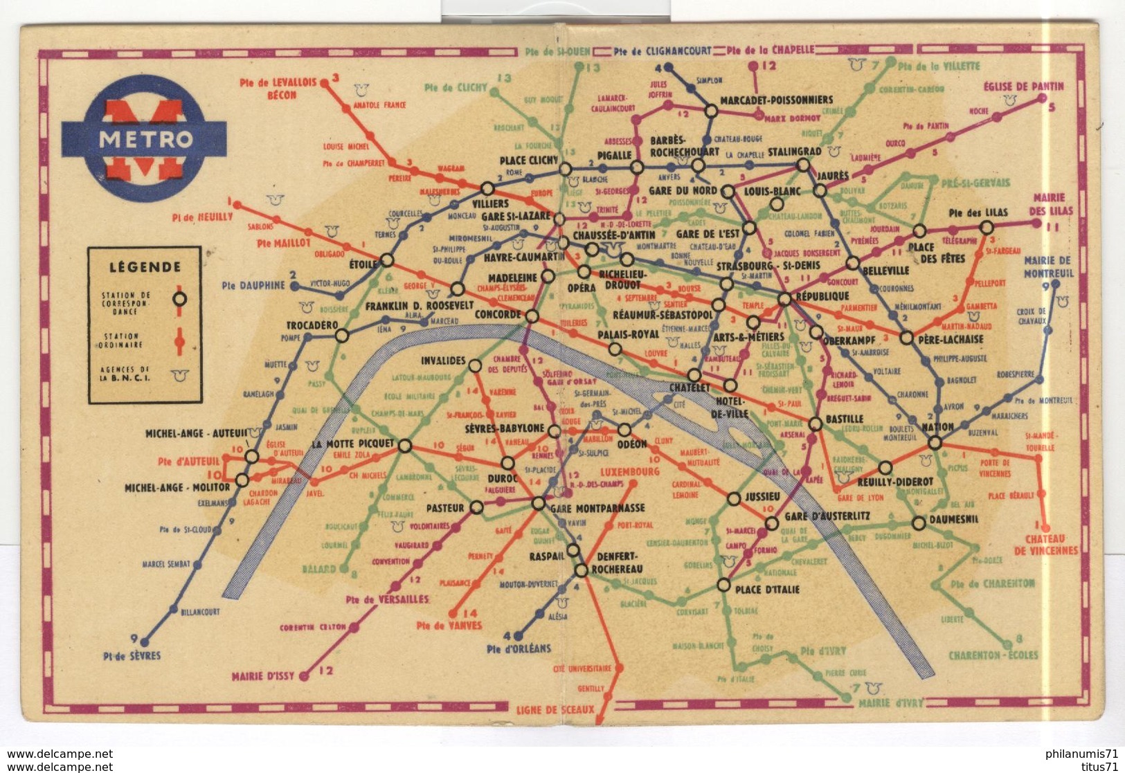 Dépliant Plan Du Métro Et Des Lignes D'Autobus - Paris - BNCI Banque Nationale Commerce Industrie - Circa 1960 - Europe