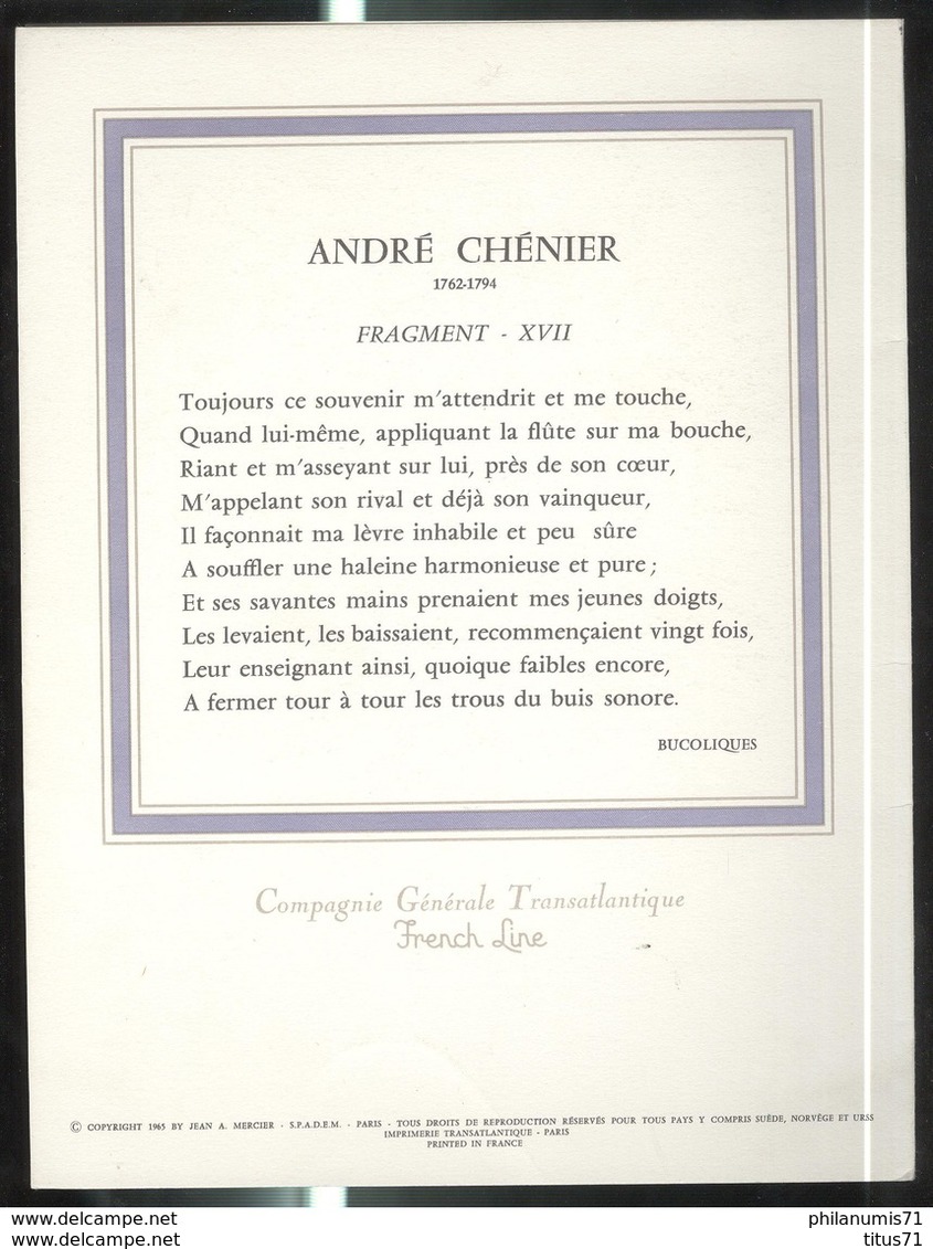 Menu Paquebot France - Croisière De Paques En Méditerranée - Déjeuner 6 Avril 1969 - Menus