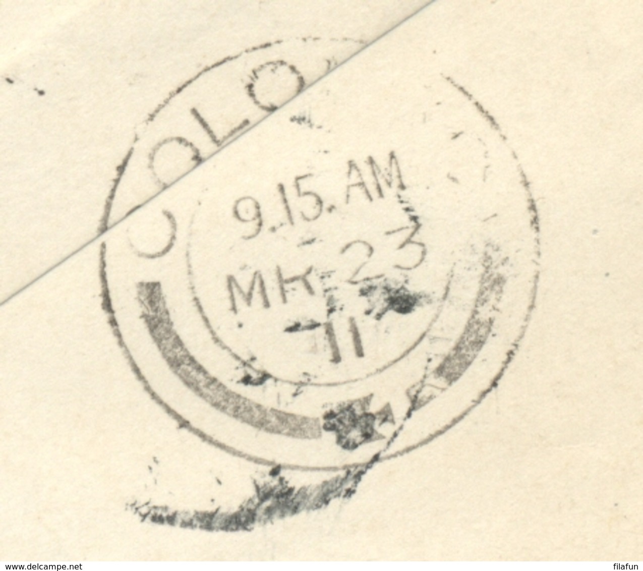 Nederlands Indië - 1911 - GR Postagent Batavia-Rotterdam Op Envelop G29 Van Colombo Naar Pasoeroean - Nederlands-Indië