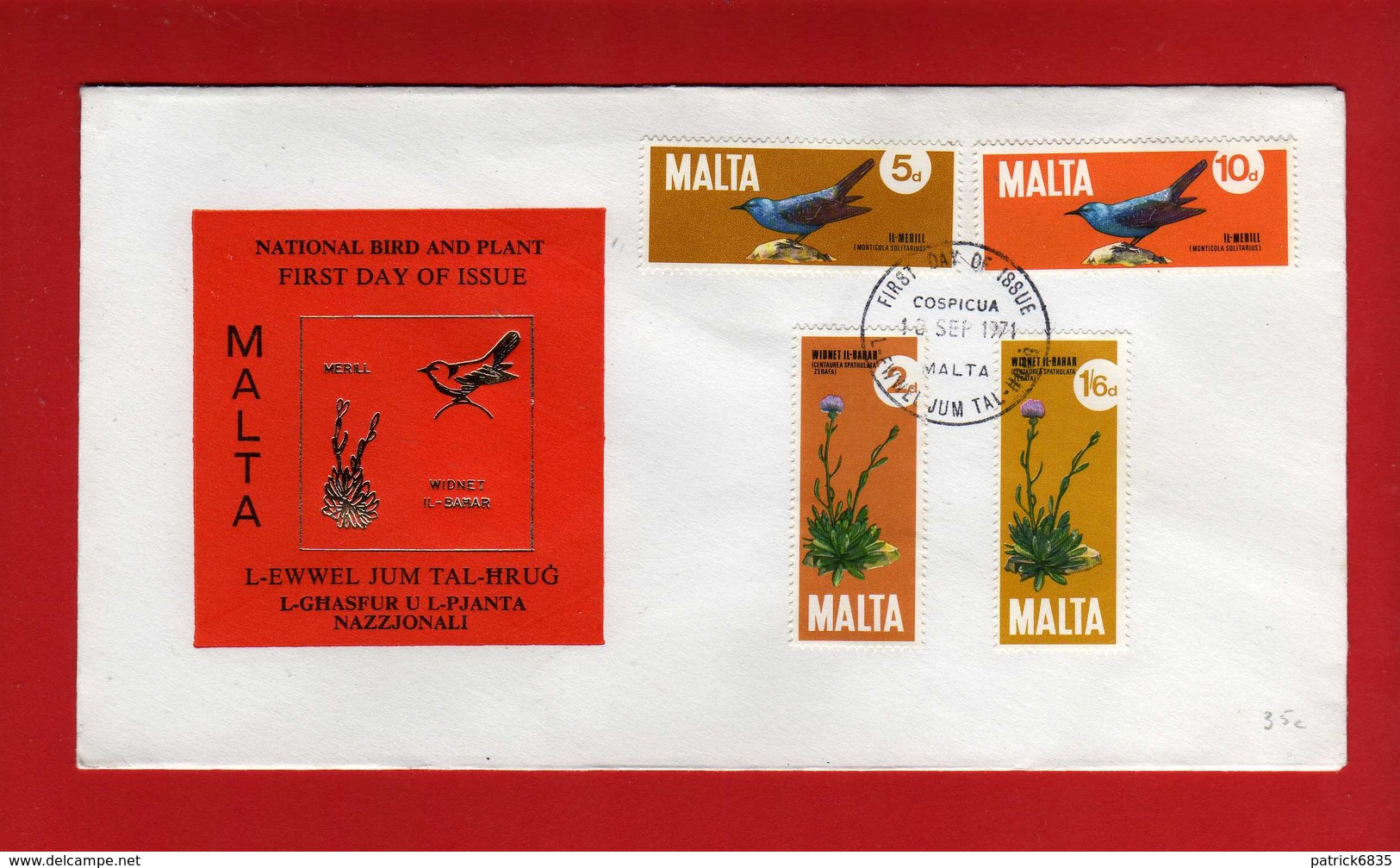 (Riz2) Malta  - 1971 - FDC. FIORI E UCCELLI. Unif. 431/34.  Vedi Descrizione - Malta