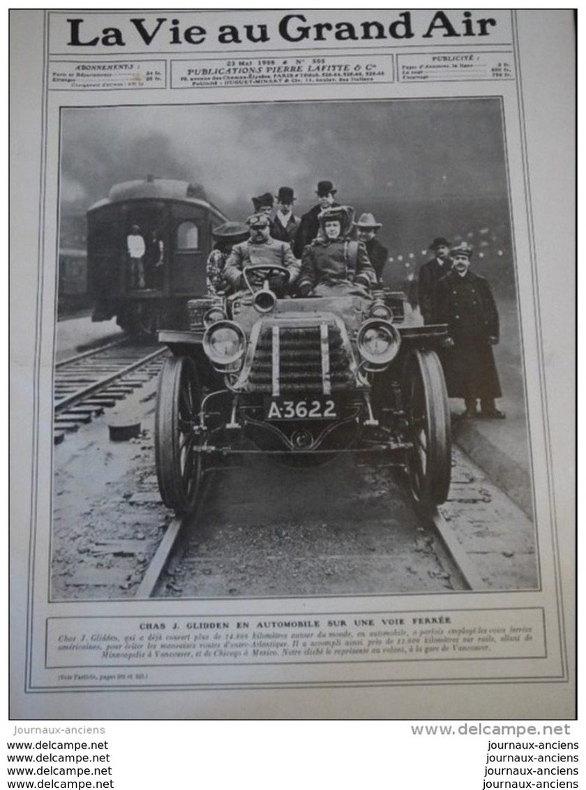 1908 - 74000 KILOMETRE EN AUTOMOBILE - GARE DE VANCOUVER - CHAS J. GLIDDEN EN AUTOMOBILE SUR UNE VOIE FERRÉE - 1900 - 1949