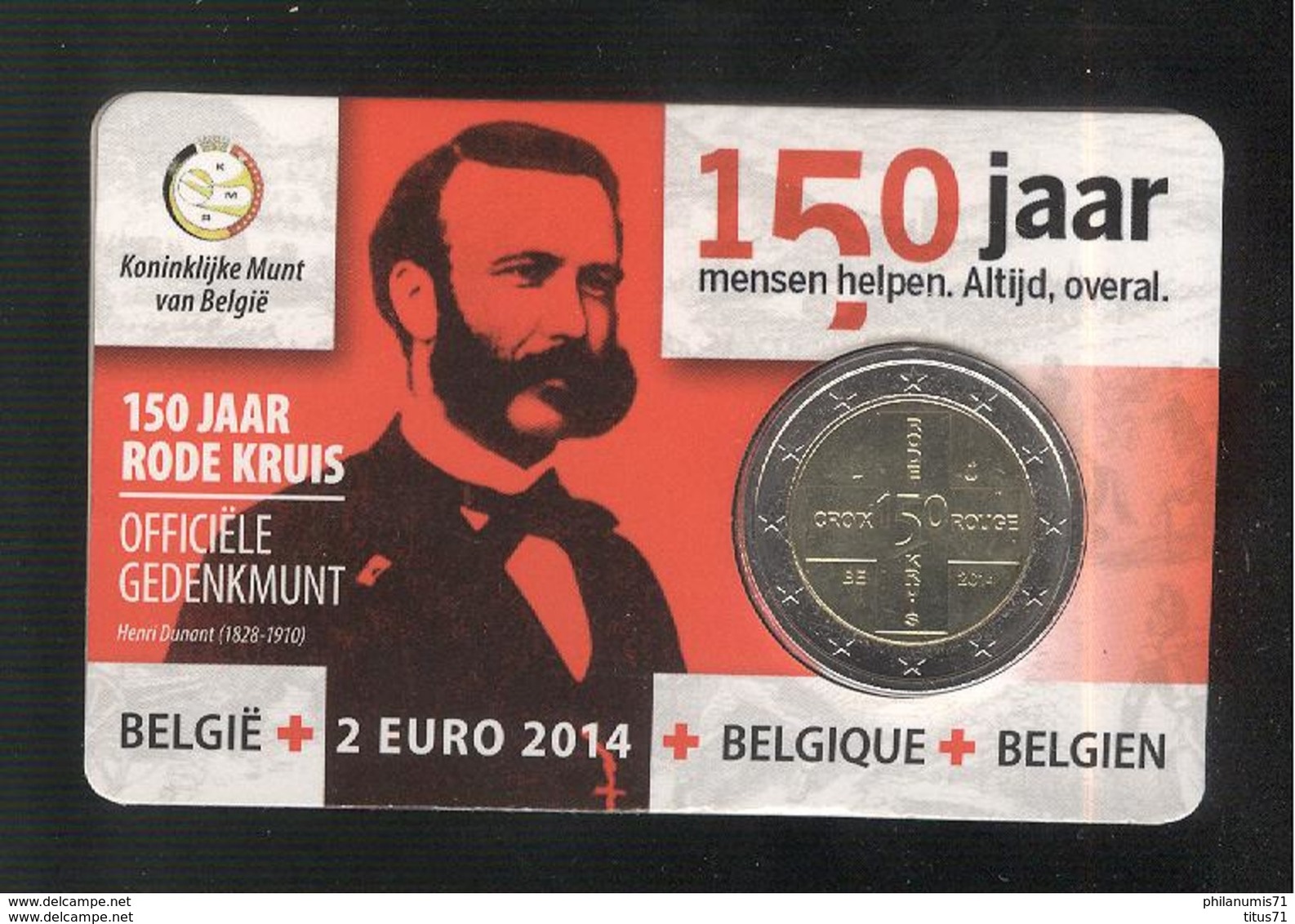 2 Euros Commemorative Belgique Coincard 2014 Croix Rouge - Belgien