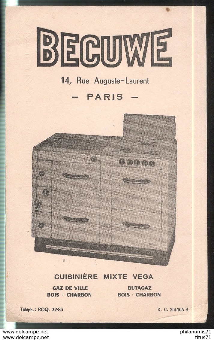 Buvard Becuwe - Cuisinière Mixte Vega - Bon état - Autres & Non Classés