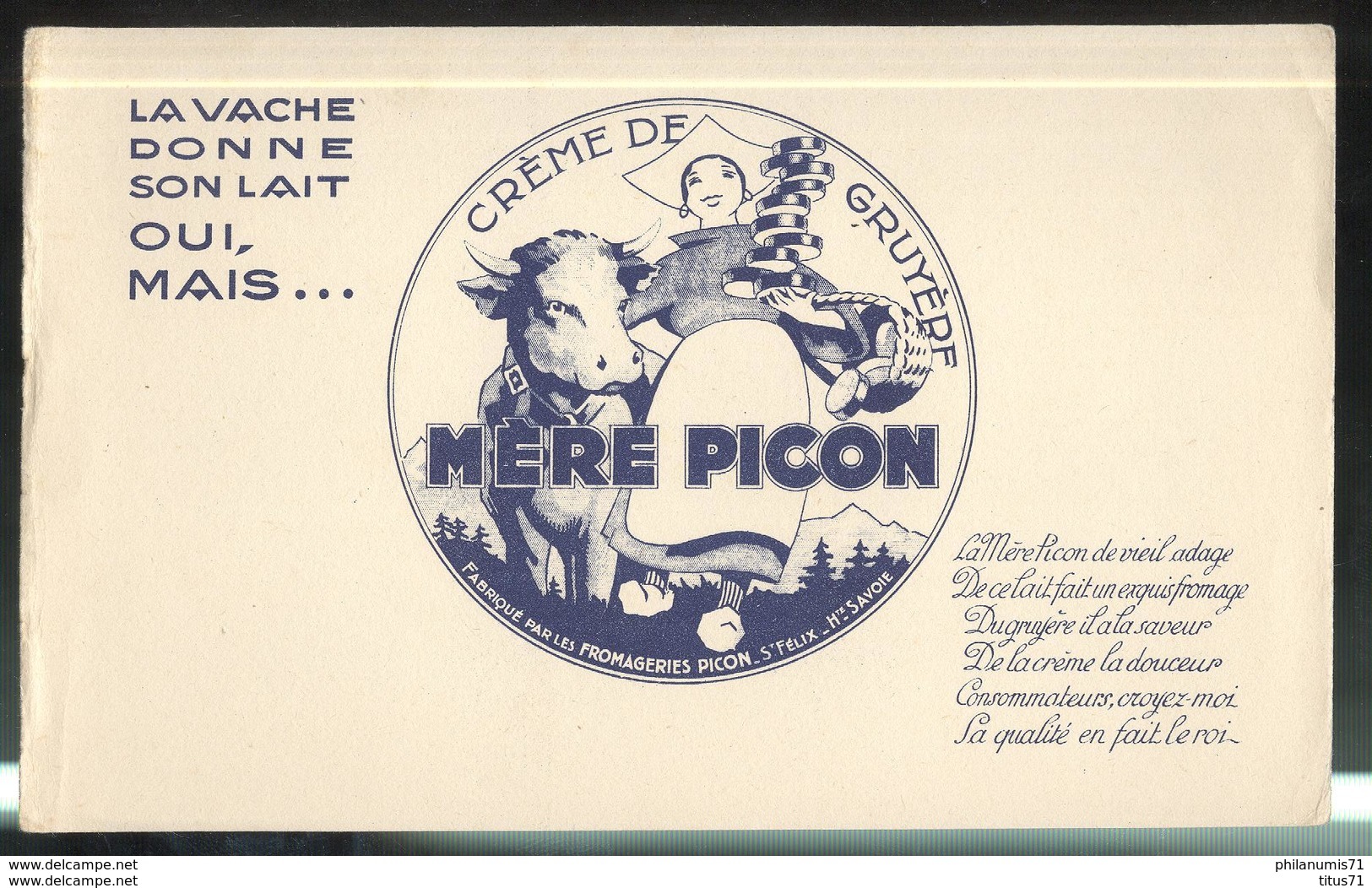 Buvard Mère Picon - Crème De Gruyère - Bon état - Autres & Non Classés