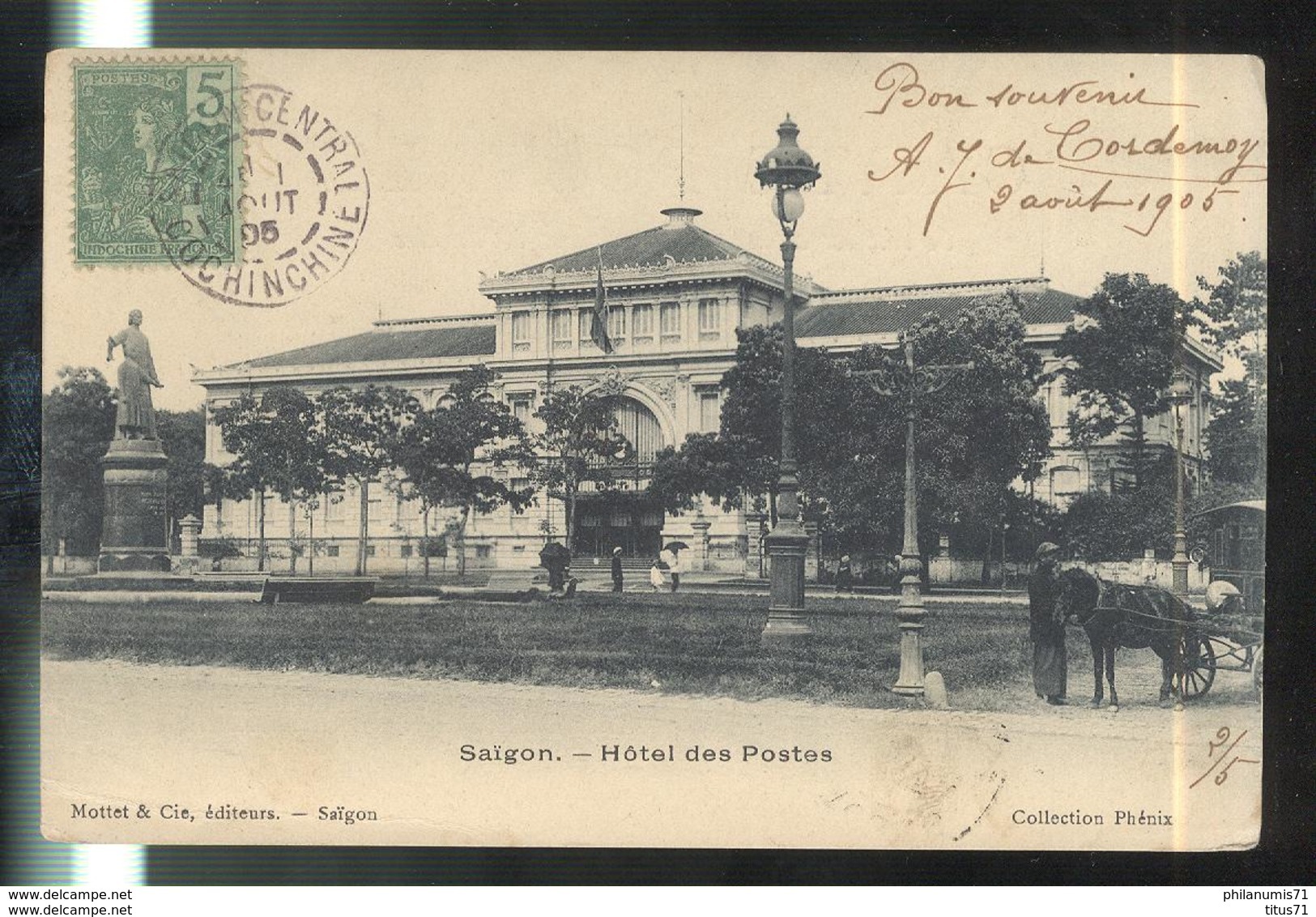 CPA Indochine - Saïgon - Hôtel Des Postes - Circulée 1905 - Viêt-Nam