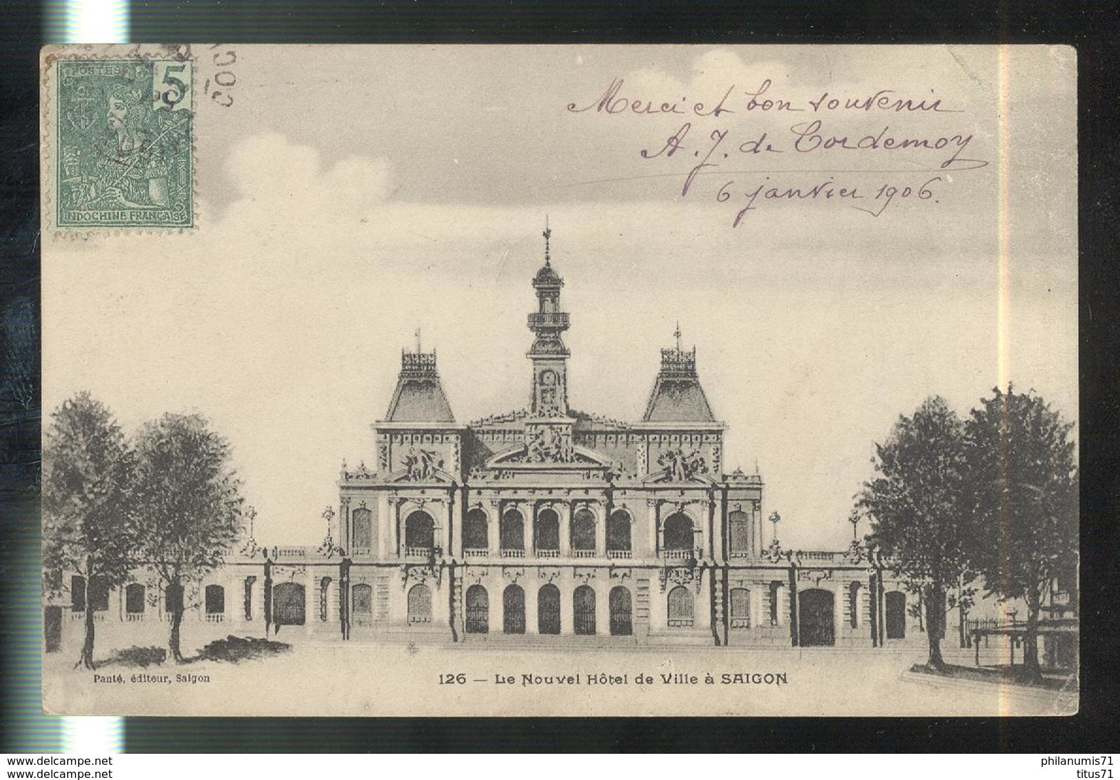 CPA Indochine - Saïgon - Le Nouvel Hôtel De Ville - Circulée 1905 - Viêt-Nam