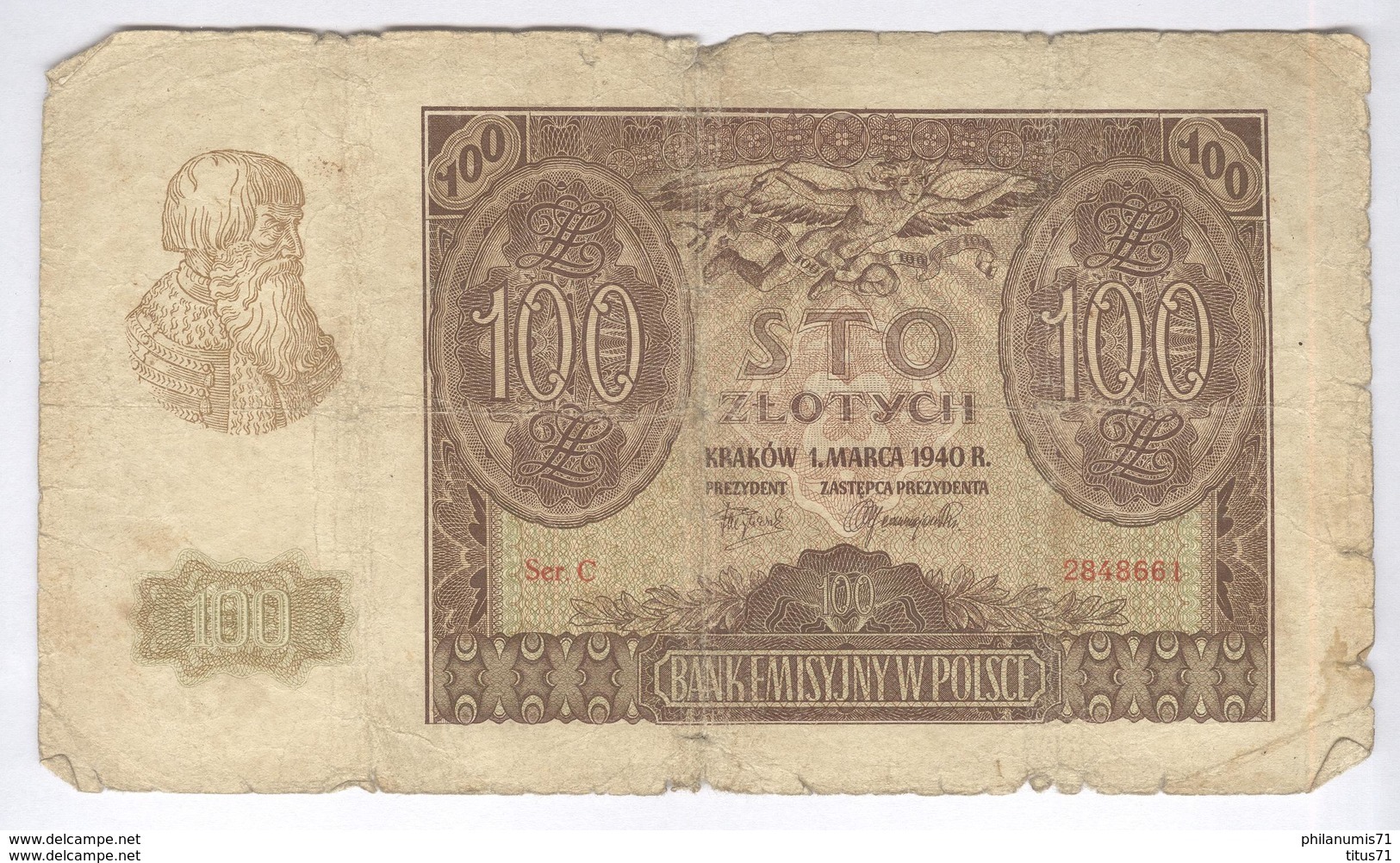 Billet 100 Zlotych Pologne 1940 - Pologne