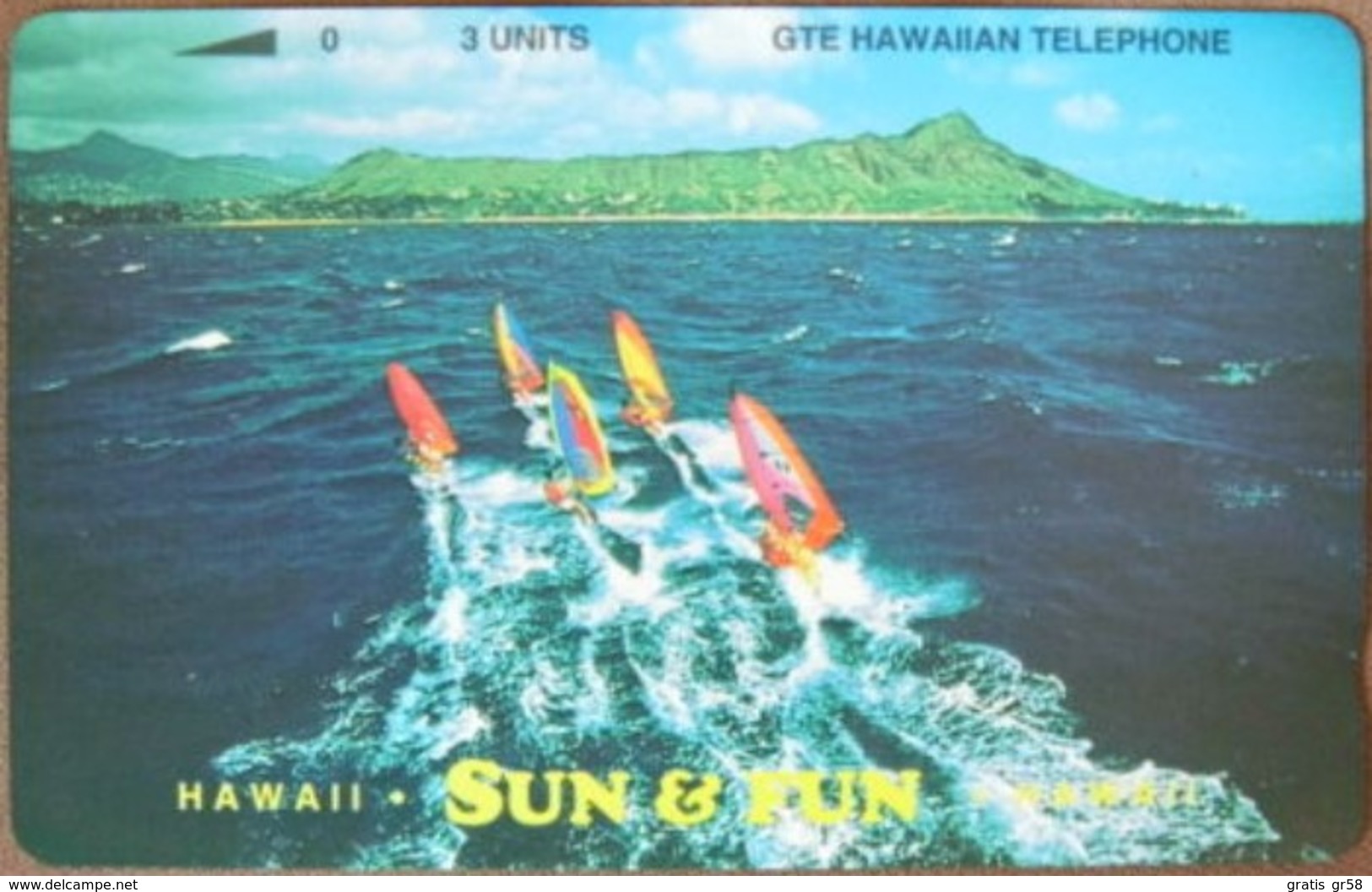 Hawaii - GTH-14, Diamond Head Windsurfers, 'Sun & Fun' ('Telephone'), Bronze, 3U, 1.000ex, Mint - Hawaii