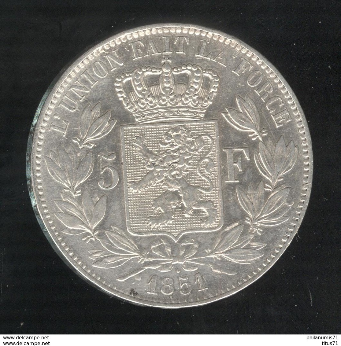 5 Francs Belgique 1851 - SUP - 5 Francs