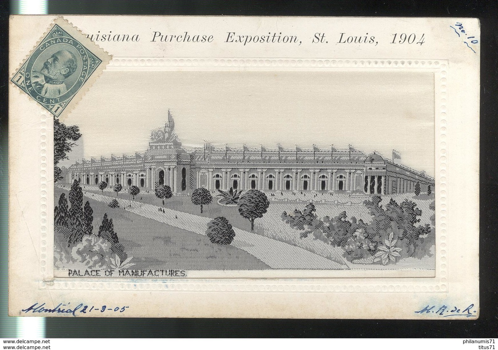 CPA Saint Louis - Louisiana Purchase Exposition 1904 - Palace Of Manufactures - Circulée 1905 - St Louis – Missouri