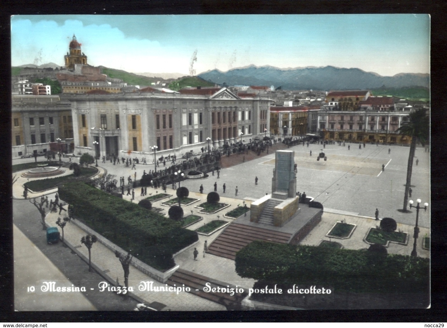 MESSINA 1959 SERVIZIO POSTALE CON ELICOTTERO IN PIAZZA MUNICIPIO - Elicotteri